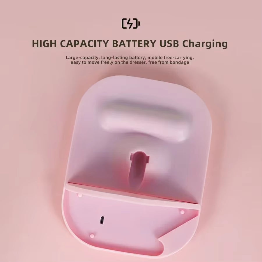 LED Vanity Mirror Intelligent Adjustable Three-Color Light Vanity Mirror Desktop Fill Light Mirror One Touch Charging Model