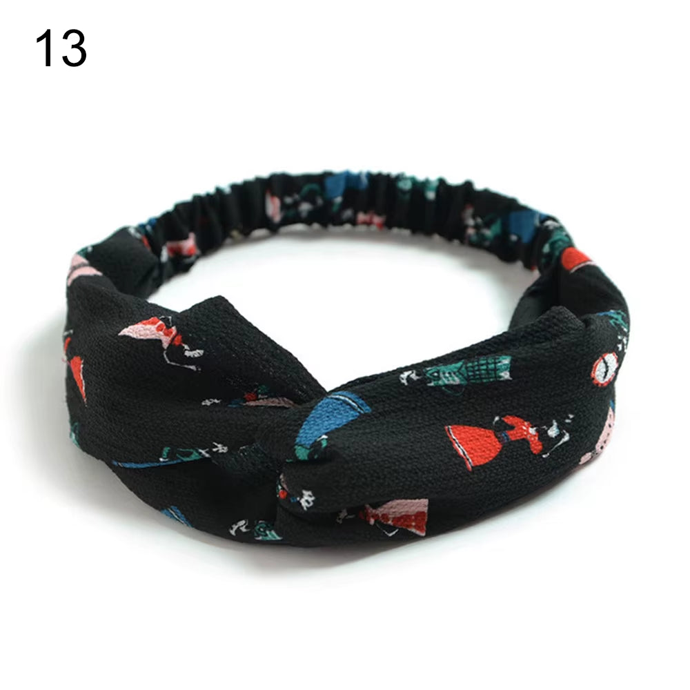 New Fashion Women Girls Bohemian Hair Bands Print Headbands Vintage Cross Turban Bandage Bandanas Hairbands Hair Accessories