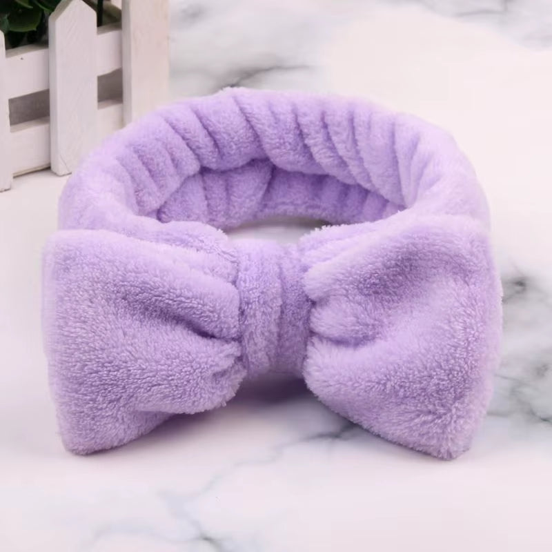 Eyelashes Extension Spa Facial Headband Pink Red Color Headbands Headwear Hair Bands Wash Face Bow Hairbands for Women Girls