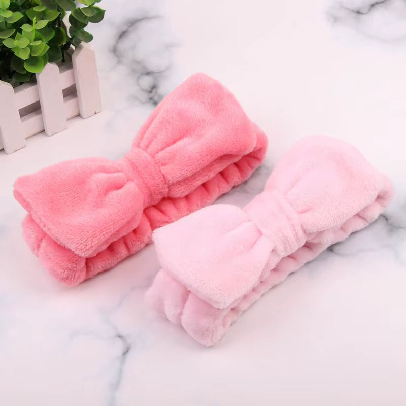 Eyelashes Extension Spa Facial Headband Pink Red Color Headbands Headwear Hair Bands Wash Face Bow Hairbands for Women Girls