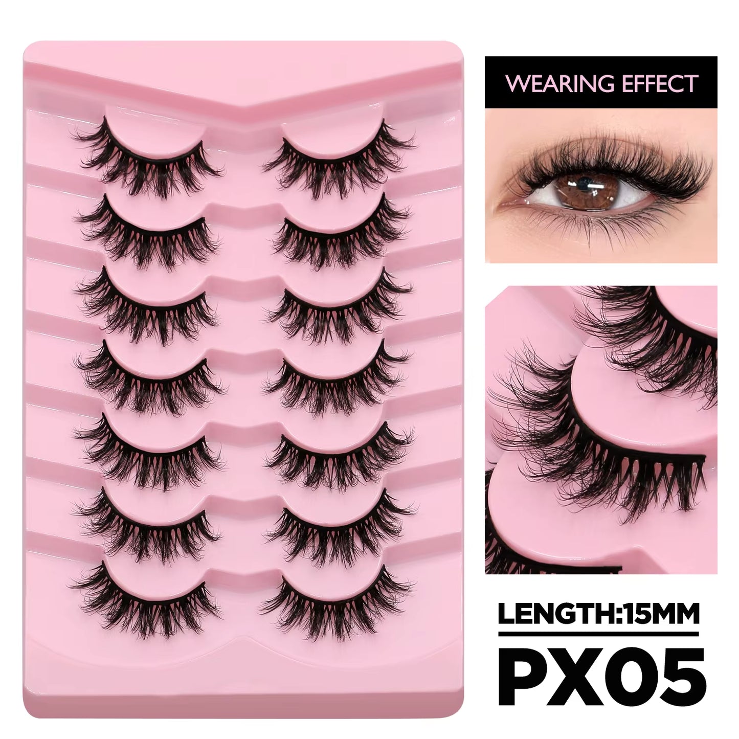 Cat Eye Eyelashes 3D Natural False Lashes Look Natural Faux Mink Lashes Winged End Eye Elongated Lash Extension Makeup