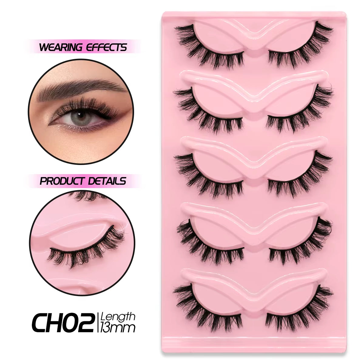 Cat Eye Eyelashes 3D Natural False Lashes Look Natural Faux Mink Lashes Winged End Eye Elongated Lash Extension Makeup