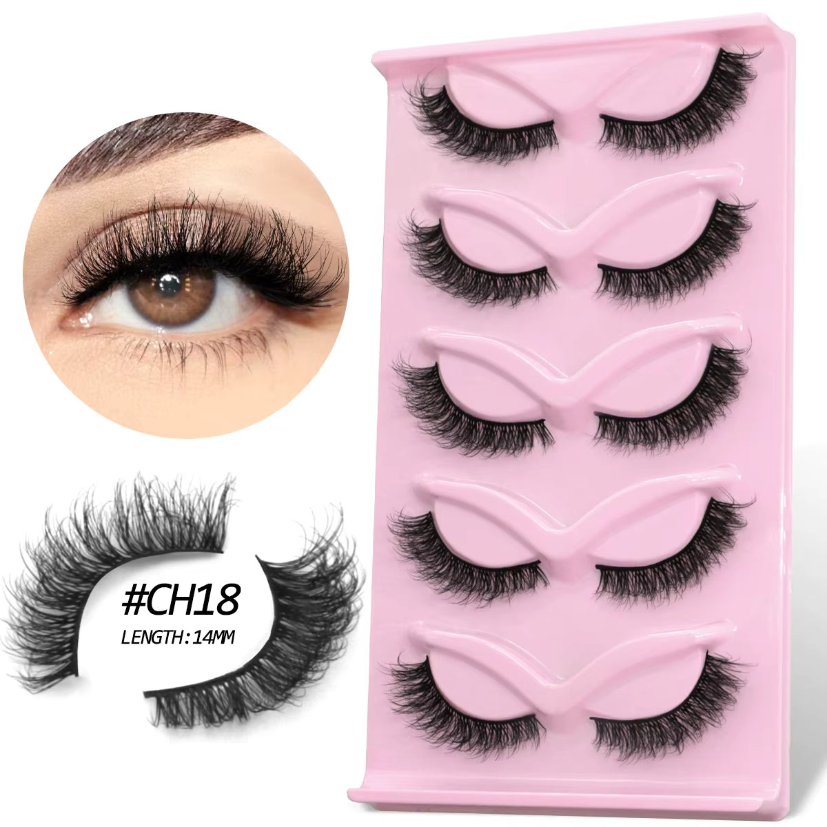Cat Eye Eyelashes 3D Natural False Lashes Look Natural Faux Mink Lashes Winged End Eye Elongated Lash Extension Makeup