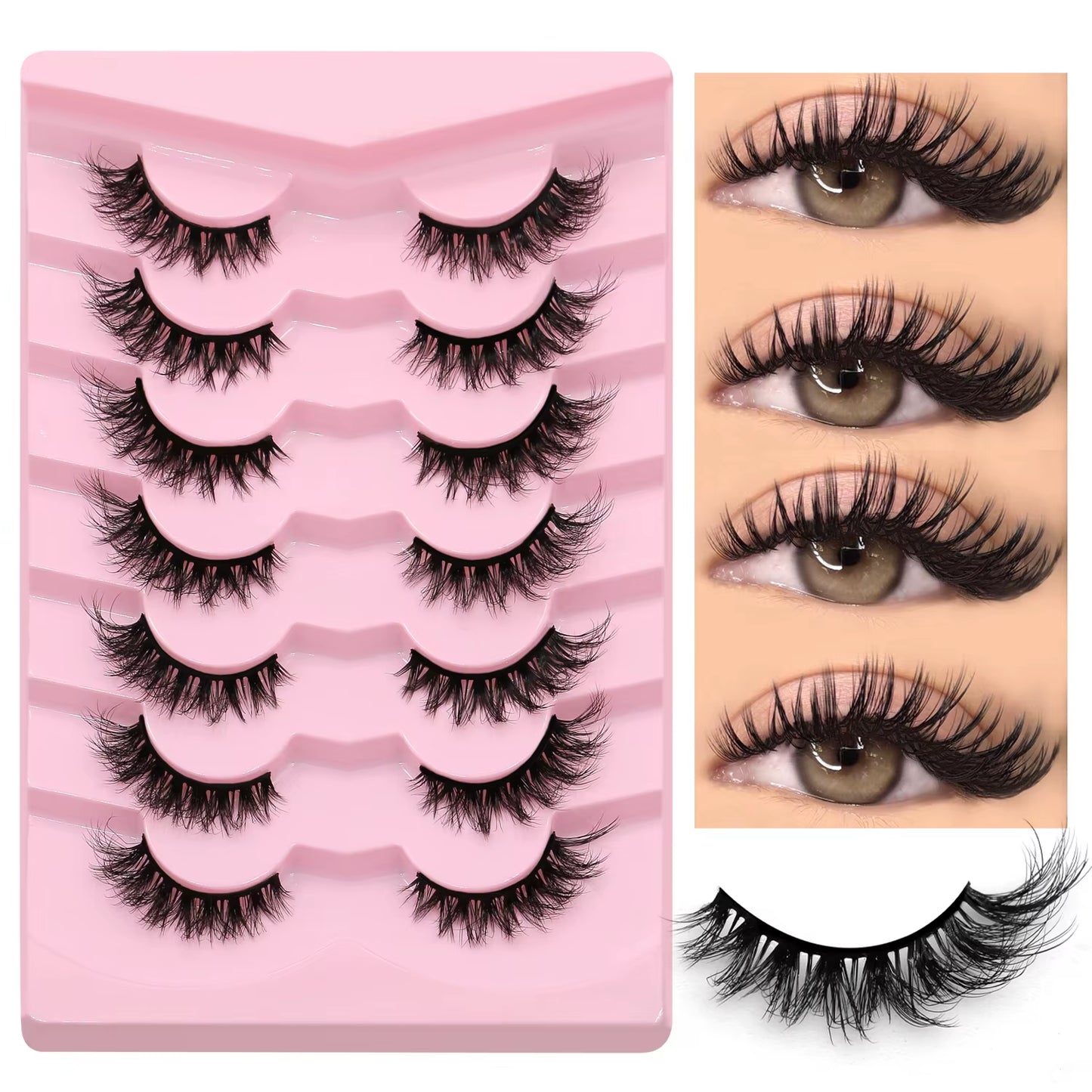 Cat Eye Eyelashes 3D Natural False Lashes Look Natural Faux Mink Lashes Winged End Eye Elongated Lash Extension Makeup