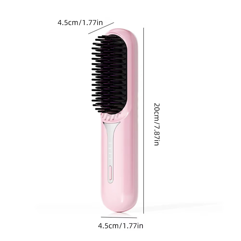 Wet Dry Hair Straightener Portable Hair Comb Cordless Hair Straightener Brush with Fast Heating Negative Ions for Fluffy Curly