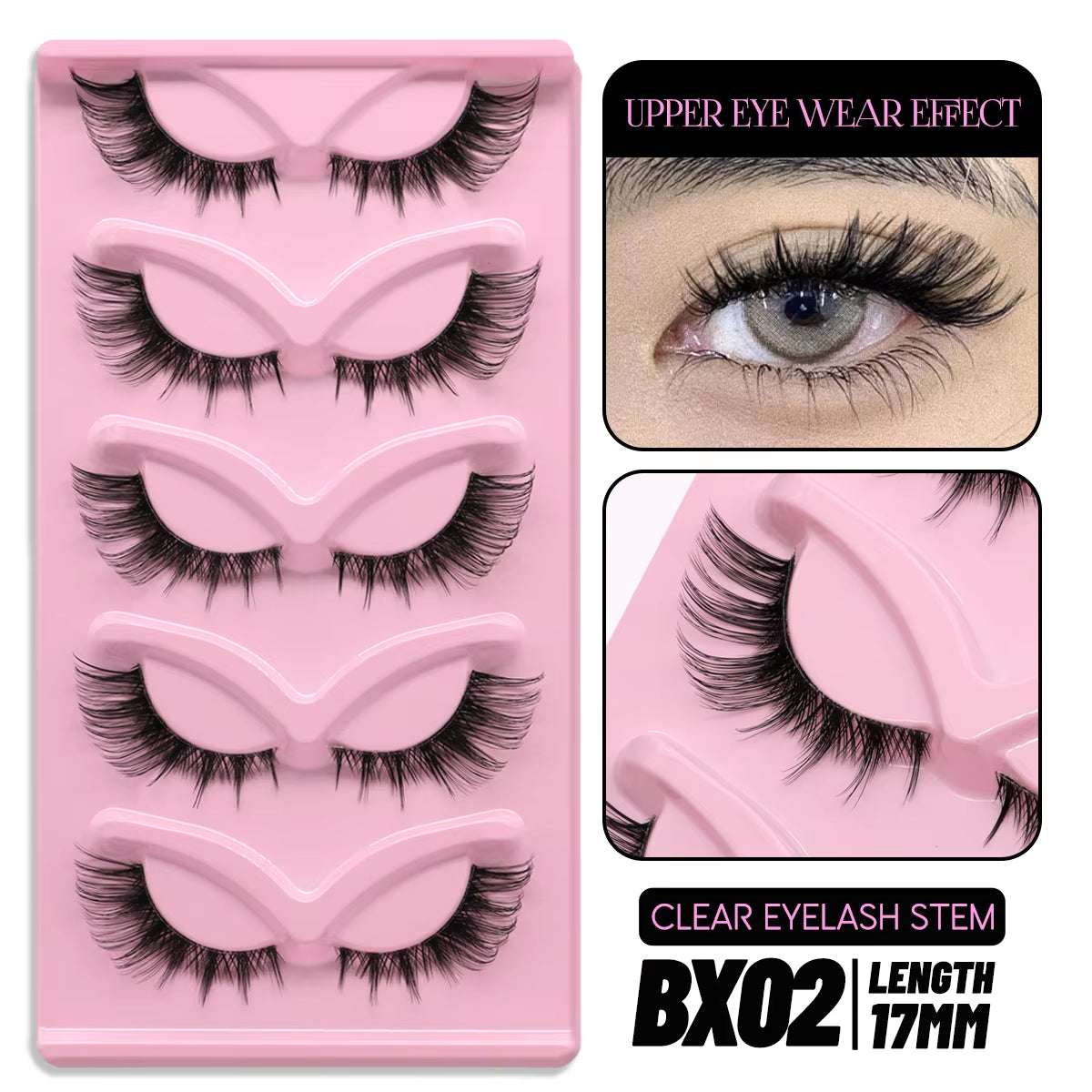 Cat Eye Eyelashes 3D Natural False Lashes Look Natural Faux Mink Lashes Winged End Eye Elongated Lash Extension Makeup