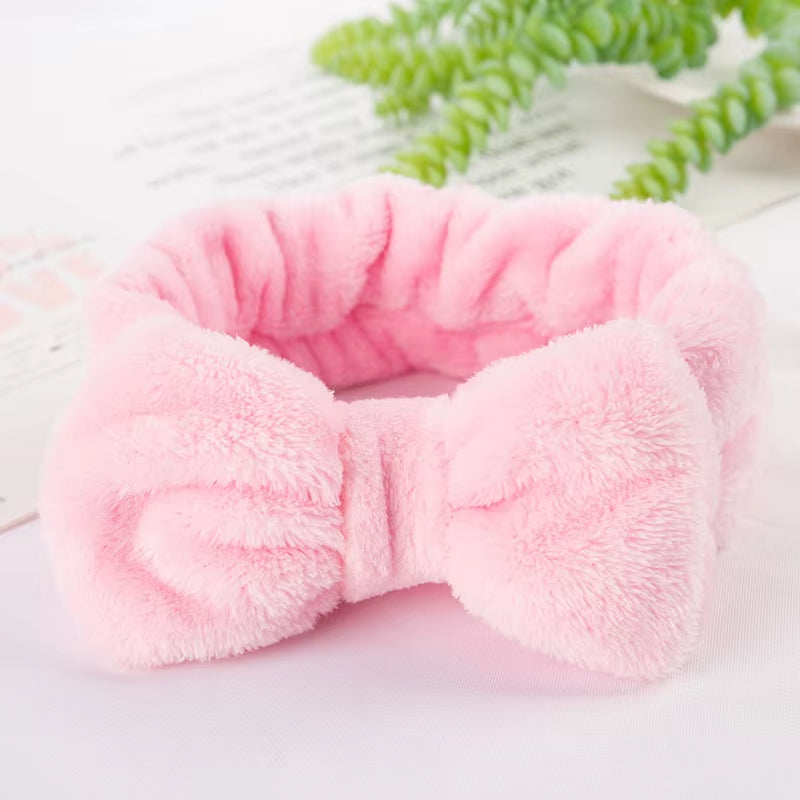 Eyelashes Extension Spa Facial Headband Pink Red Color Headbands Headwear Hair Bands Wash Face Bow Hairbands for Women Girls