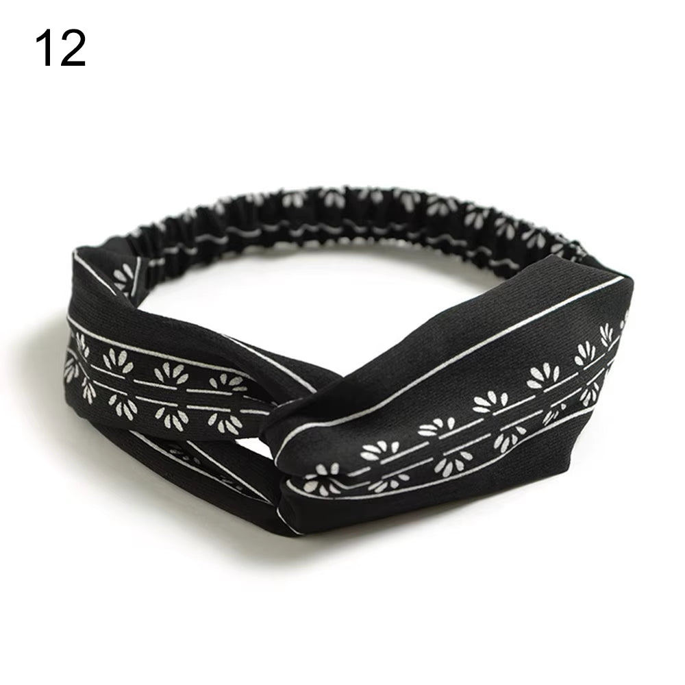 New Fashion Women Girls Bohemian Hair Bands Print Headbands Vintage Cross Turban Bandage Bandanas Hairbands Hair Accessories