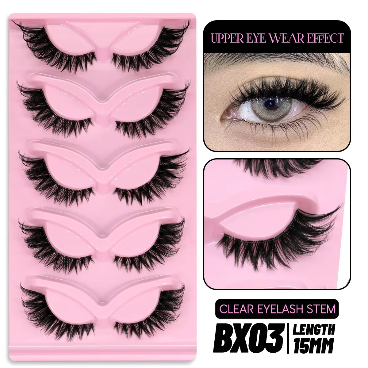 Cat Eye Eyelashes 3D Natural False Lashes Look Natural Faux Mink Lashes Winged End Eye Elongated Lash Extension Makeup