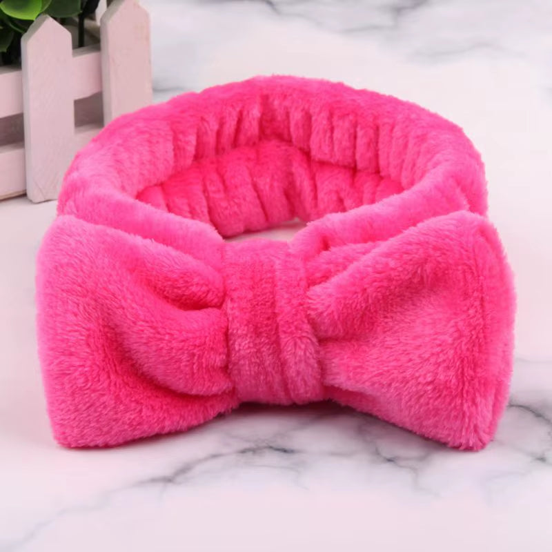 Eyelashes Extension Spa Facial Headband Pink Red Color Headbands Headwear Hair Bands Wash Face Bow Hairbands for Women Girls
