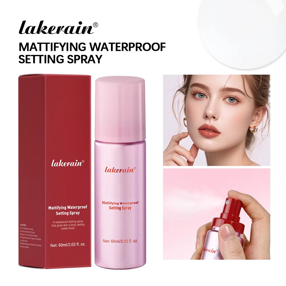 Mattifying Waterproof Setting Spray Glossy Matte Base Makeup Control Oil Non-Sticky Waterproof Make-Up Fixer Spray for All Skin
