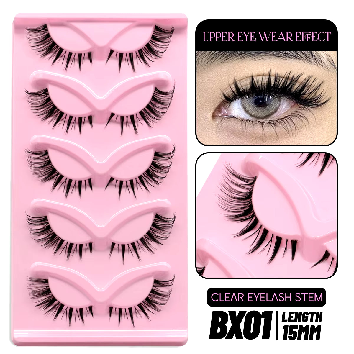 Cat Eye Eyelashes 3D Natural False Lashes Look Natural Faux Mink Lashes Winged End Eye Elongated Lash Extension Makeup