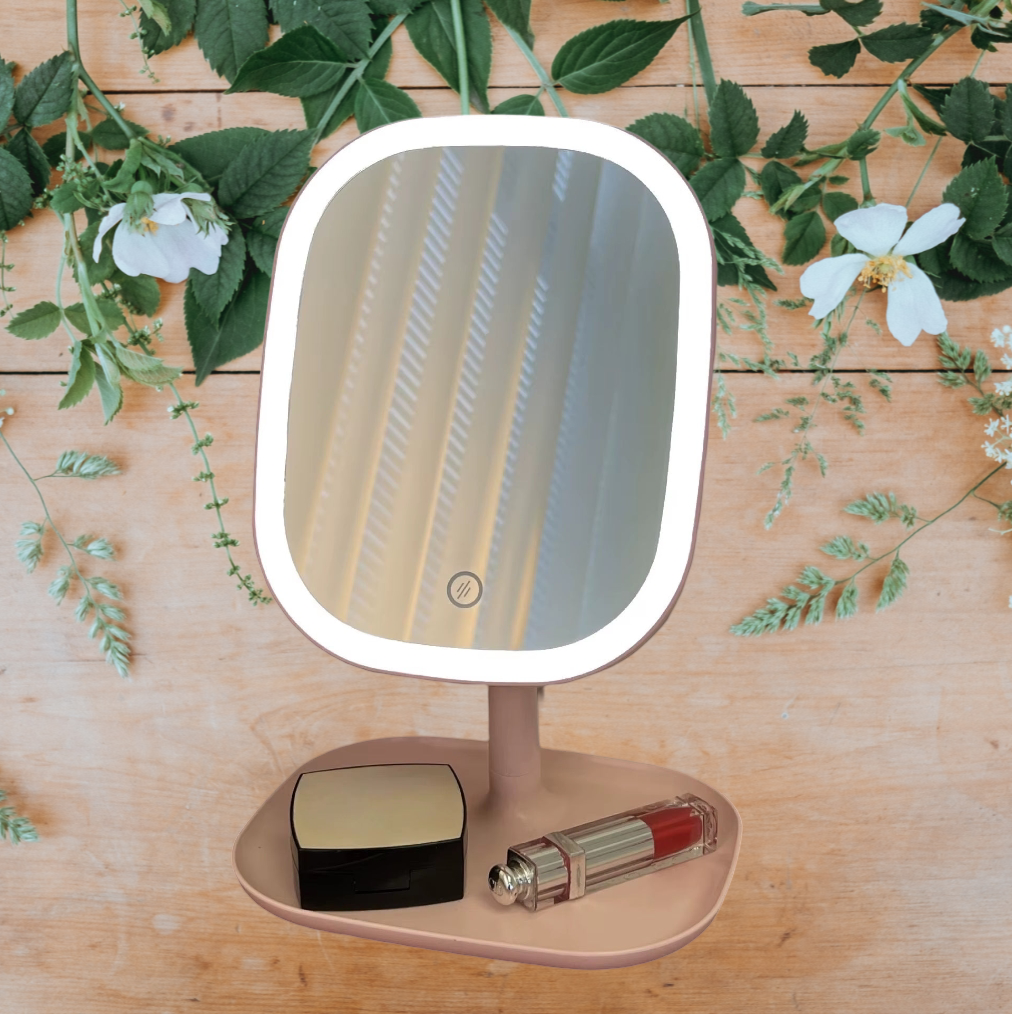 Miroir de Maquillage LED avec Touche Intelligente & Éclairage à Trois Couleurs Ajustables
