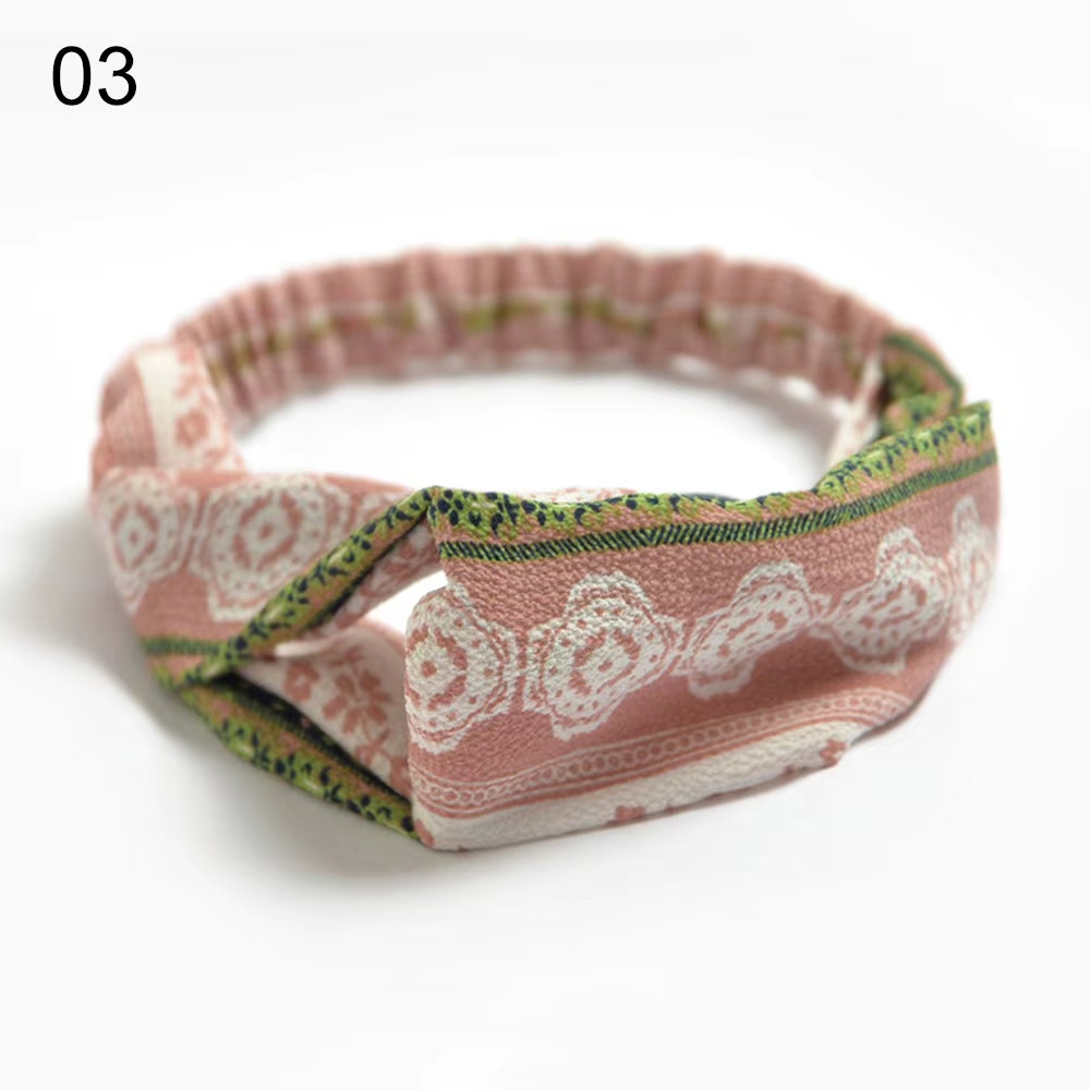 New Fashion Women Girls Bohemian Hair Bands Print Headbands Vintage Cross Turban Bandage Bandanas Hairbands Hair Accessories