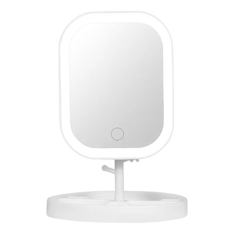 LED Vanity Mirror Intelligent Adjustable Three-Color Light Vanity Mirror Desktop Fill Light Mirror One Touch Charging Model