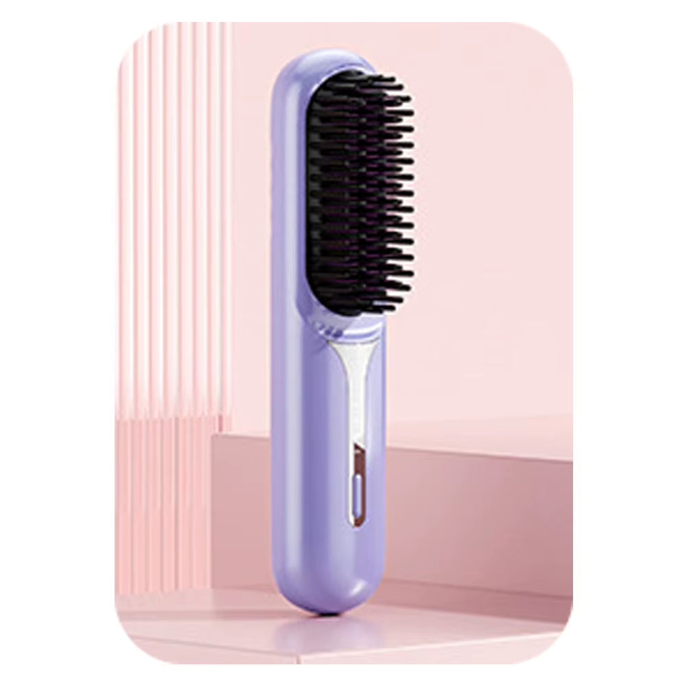 Wet Dry Hair Straightener Portable Hair Comb Cordless Hair Straightener Brush with Fast Heating Negative Ions for Fluffy Curly