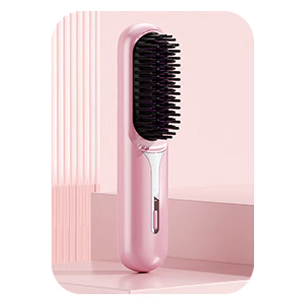 Wet Dry Hair Straightener Portable Hair Comb Cordless Hair Straightener Brush with Fast Heating Negative Ions for Fluffy Curly