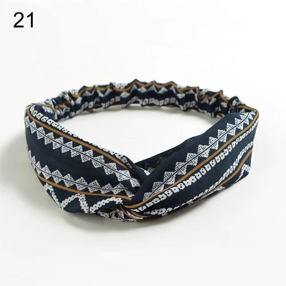 New Fashion Women Girls Bohemian Hair Bands Print Headbands Vintage Cross Turban Bandage Bandanas Hairbands Hair Accessories