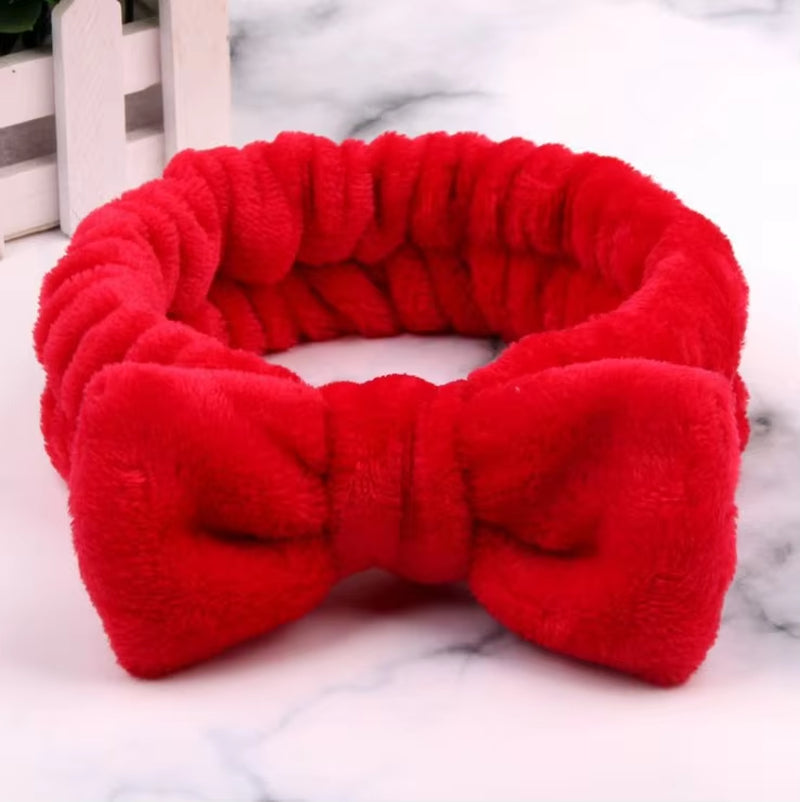 Eyelashes Extension Spa Facial Headband Pink Red Color Headbands Headwear Hair Bands Wash Face Bow Hairbands for Women Girls