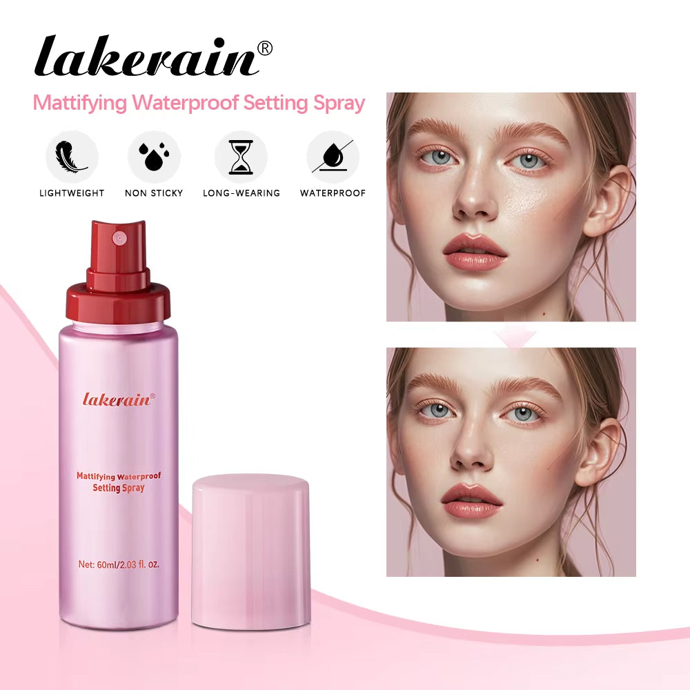 Mattifying Waterproof Setting Spray Glossy Matte Base Makeup Control Oil Non-Sticky Waterproof Make-Up Fixer Spray for All Skin