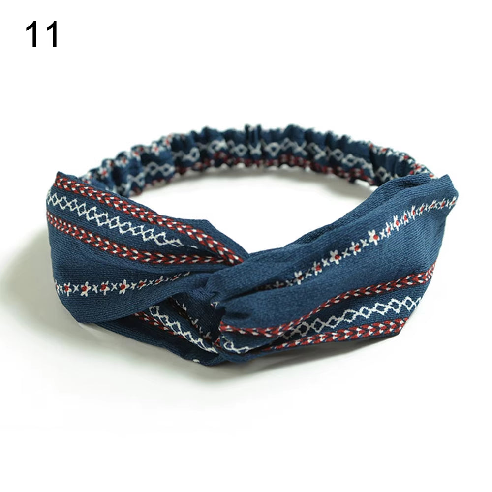 New Fashion Women Girls Bohemian Hair Bands Print Headbands Vintage Cross Turban Bandage Bandanas Hairbands Hair Accessories