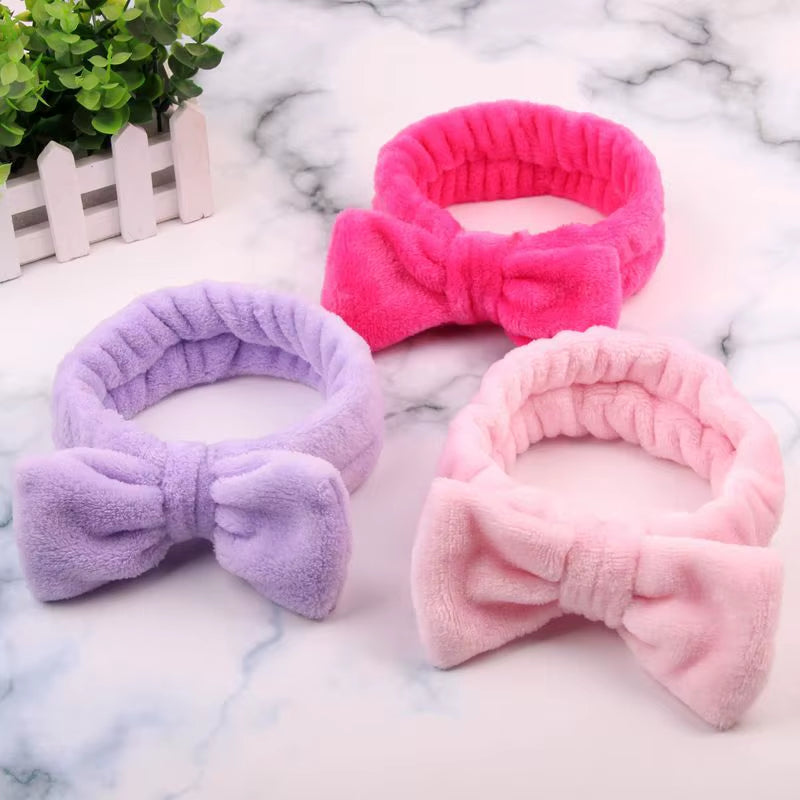 Eyelashes Extension Spa Facial Headband Pink Red Color Headbands Headwear Hair Bands Wash Face Bow Hairbands for Women Girls