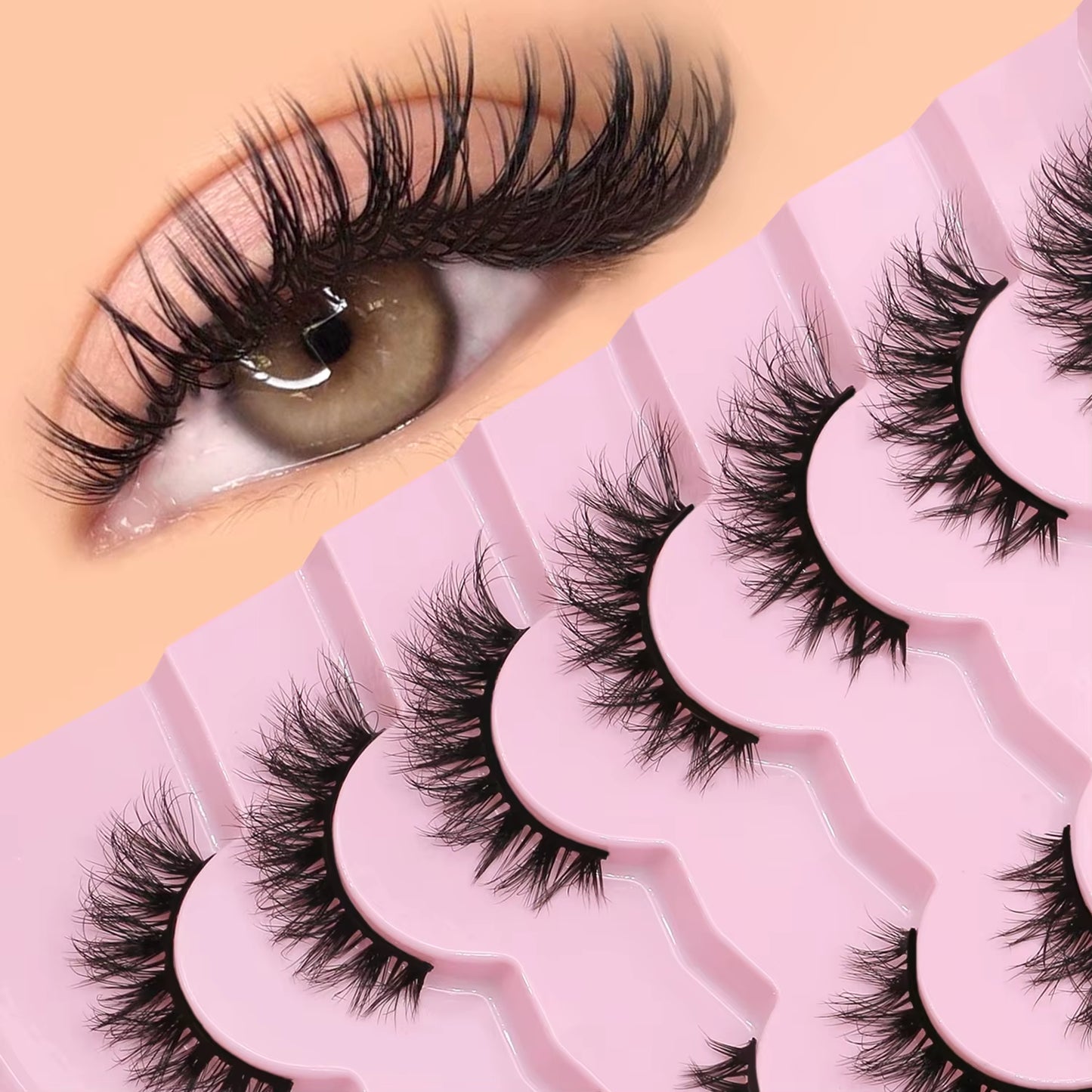 Cat Eye Eyelashes 3D Natural False Lashes Look Natural Faux Mink Lashes Winged End Eye Elongated Lash Extension Makeup