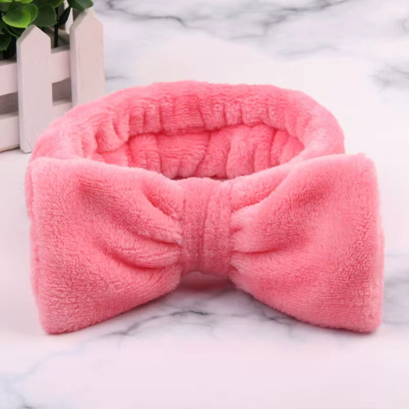 Eyelashes Extension Spa Facial Headband Pink Red Color Headbands Headwear Hair Bands Wash Face Bow Hairbands for Women Girls