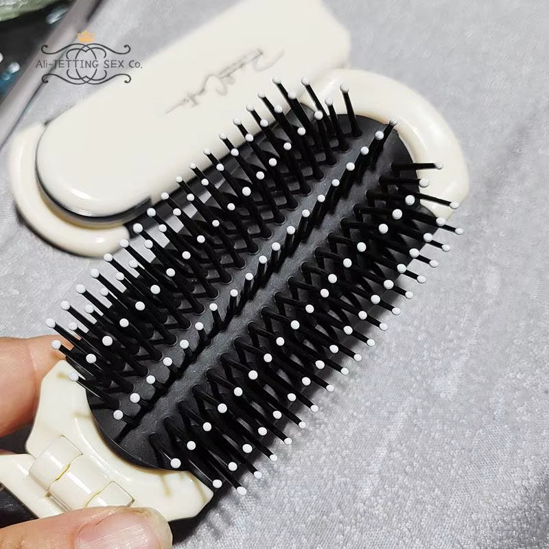 1Pc Mini Hair Brush Folding Massage Comb Head Massage Anti-Static Portable Travel Hair Brush Girl Hair Combs with Mirror