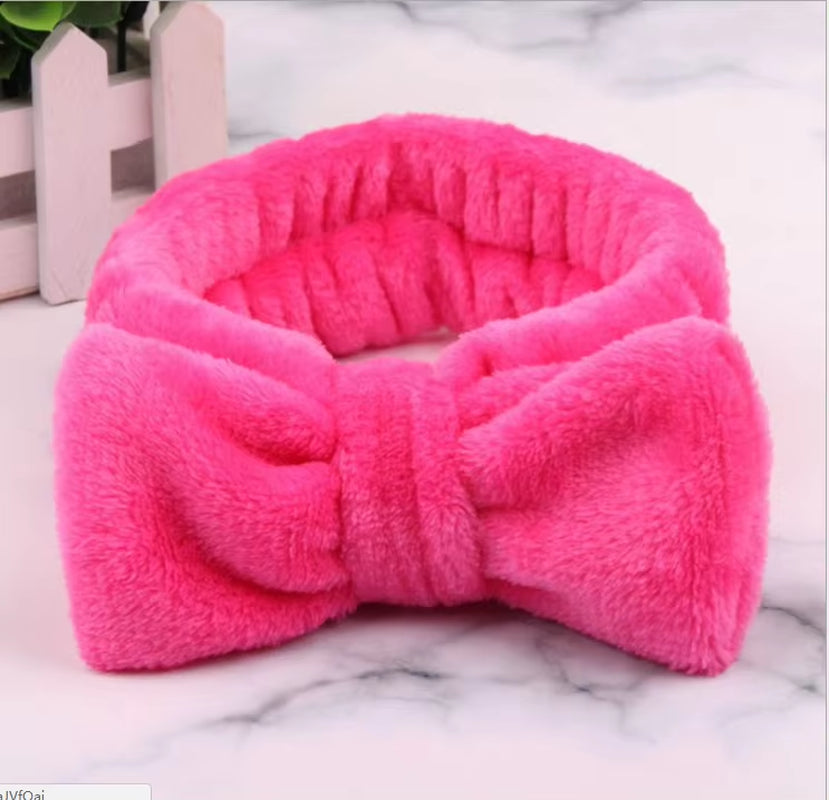 Eyelashes Extension Spa Facial Headband Pink Red Color Headbands Headwear Hair Bands Wash Face Bow Hairbands for Women Girls