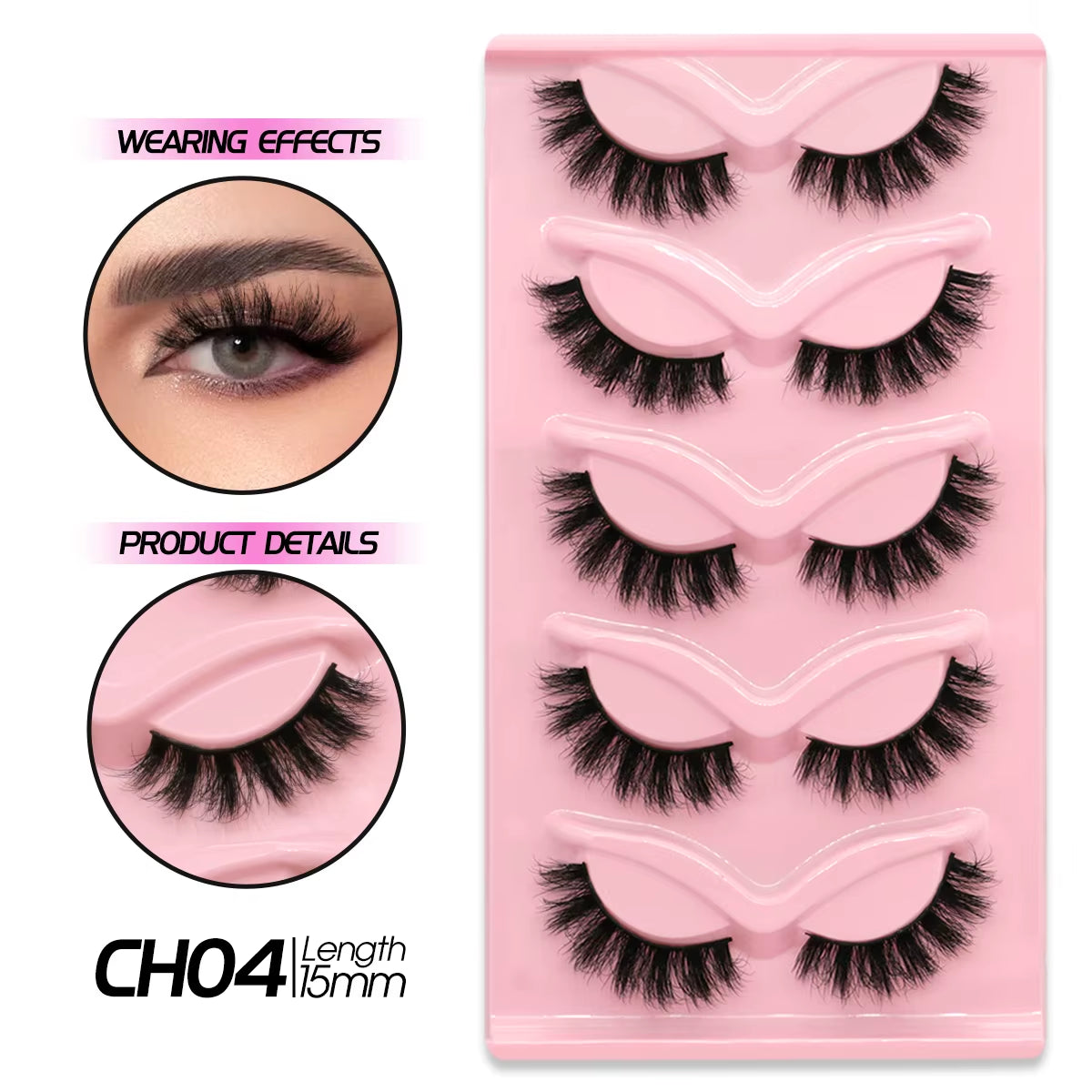 Cat Eye Eyelashes 3D Natural False Lashes Look Natural Faux Mink Lashes Winged End Eye Elongated Lash Extension Makeup