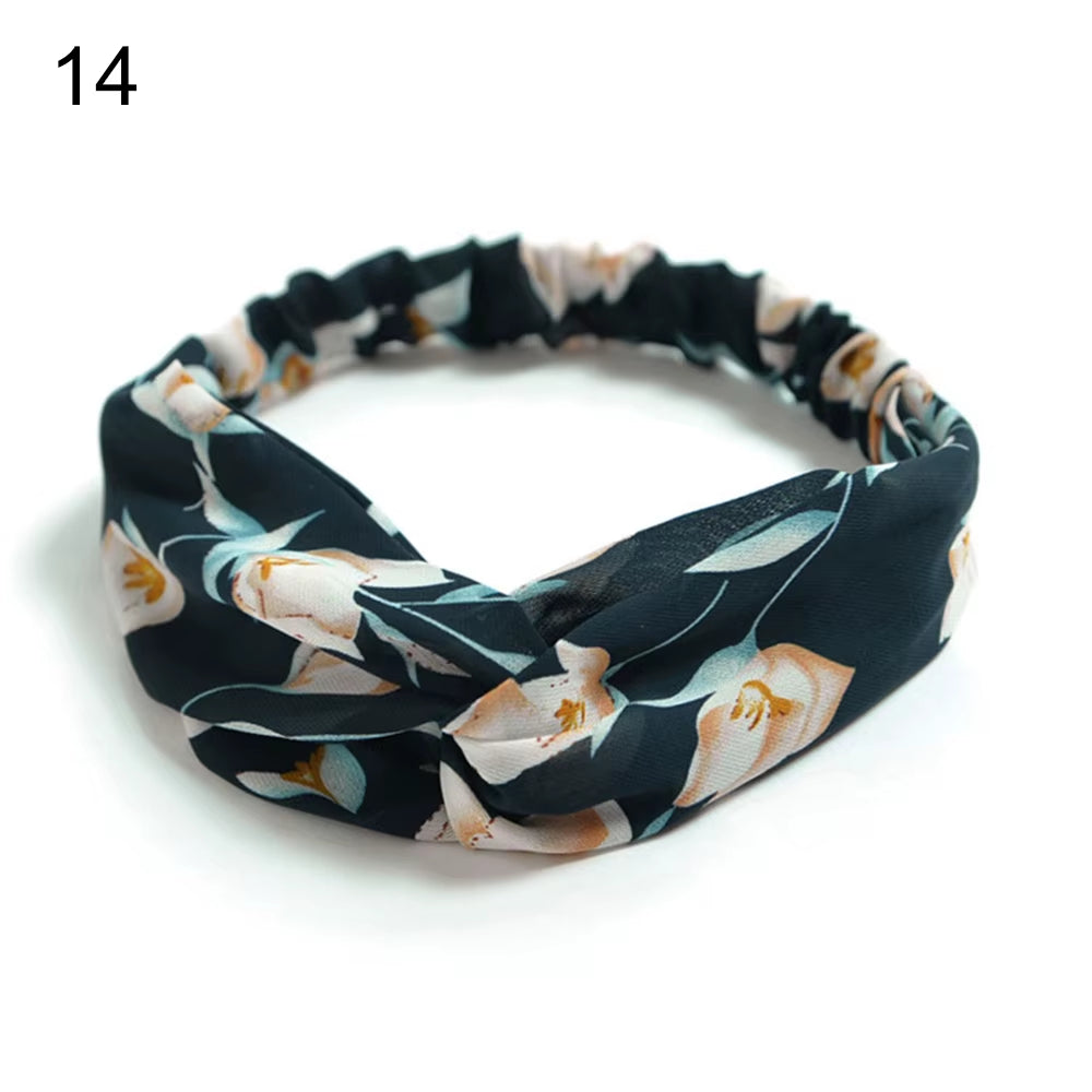 New Fashion Women Girls Bohemian Hair Bands Print Headbands Vintage Cross Turban Bandage Bandanas Hairbands Hair Accessories