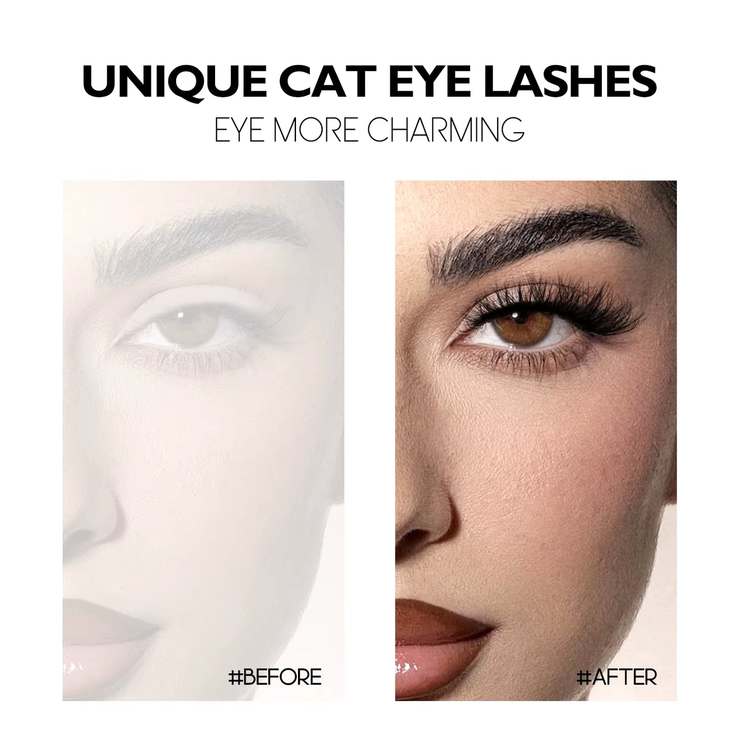 Cat Eye Eyelashes 3D Natural False Lashes Look Natural Faux Mink Lashes Winged End Eye Elongated Lash Extension Makeup