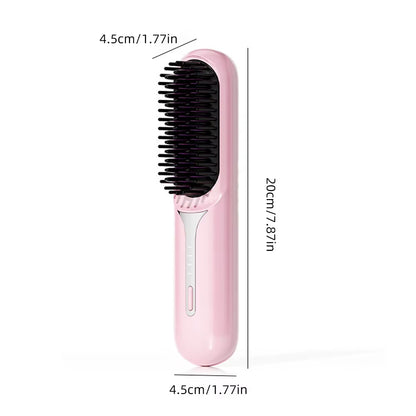 Wet Dry Hair Straightener Portable Hair Comb Cordless Hair Straightener Brush with Fast Heating Negative Ions for Fluffy Curly