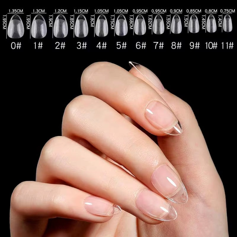 120Pcs Short Almond Oval Fake Nail Tips Extension System Sculpted Full Cover Nail Gel French Ballerinas Capsules Press on Tips