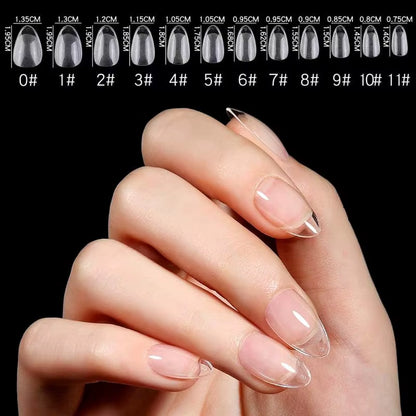 120Pcs Short Almond Oval Fake Nail Tips Extension System Sculpted Full Cover Nail Gel French Ballerinas Capsules Press on Tips