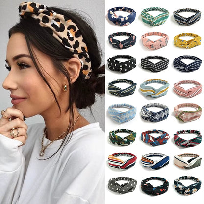 New Fashion Women Girls Bohemian Hair Bands Print Headbands Vintage Cross Turban Bandage Bandanas Hairbands Hair Accessories