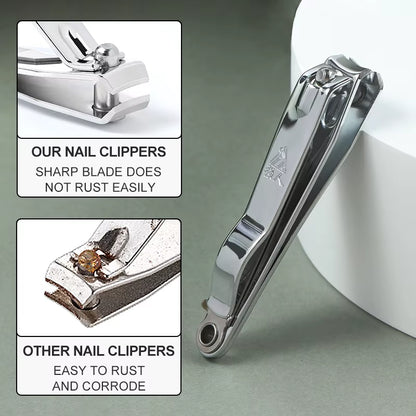 Stainless Steel Nail Cutter with Nail File Flat Clipper Fit for Big Size Fingernail Toenail Tips Cutter Trimmer Nail Care Tool