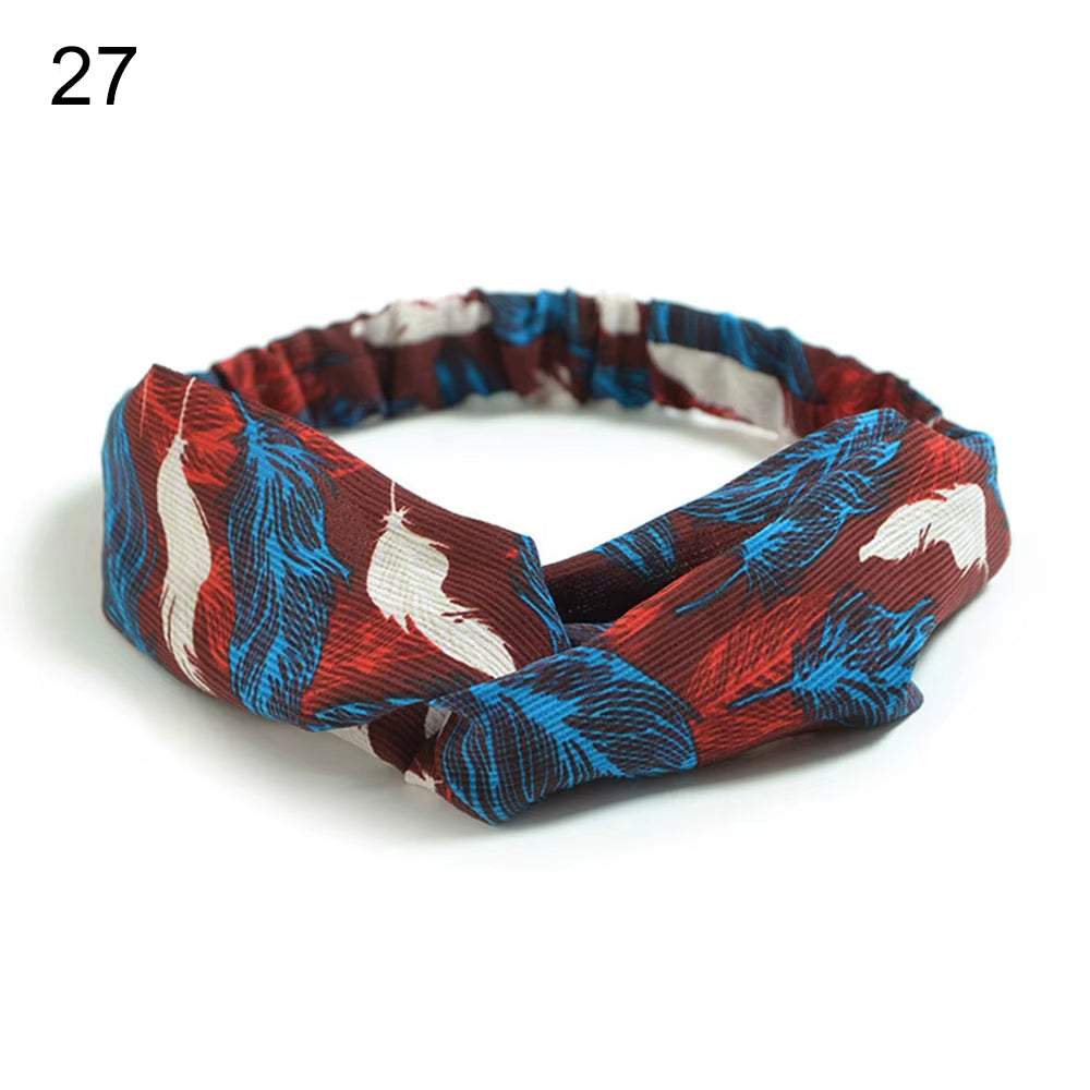 New Fashion Women Girls Bohemian Hair Bands Print Headbands Vintage Cross Turban Bandage Bandanas Hairbands Hair Accessories