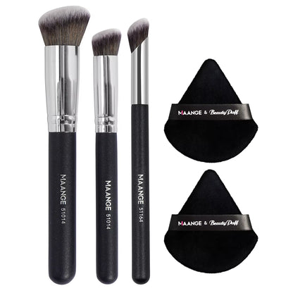 3Pcs Makeup Brushes Set+2Pcs Dry Air Cushion Puff Eye Shadow Concealer Brush Women Foundation Cosmetics Blush Blending Tools
