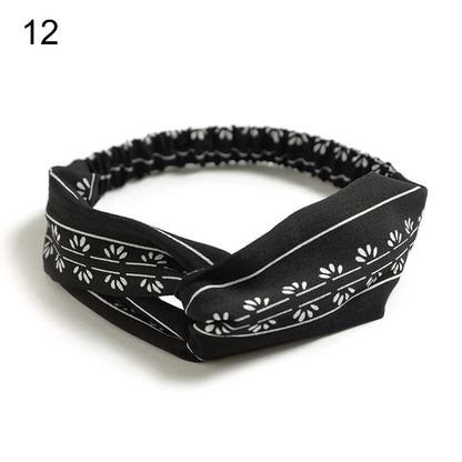 New Fashion Women Girls Bohemian Hair Bands Print Headbands Vintage Cross Turban Bandage Bandanas Hairbands Hair Accessories