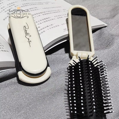1Pc Mini Hair Brush Folding Massage Comb Head Massage Anti-Static Portable Travel Hair Brush Girl Hair Combs with Mirror