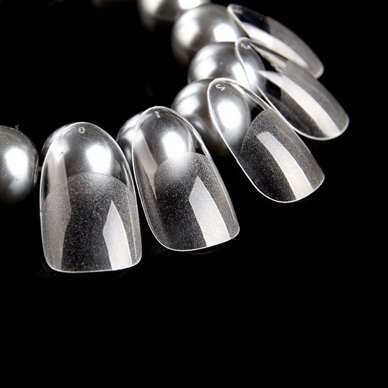120Pcs Short Almond Oval Fake Nail Tips Extension System Sculpted Full Cover Nail Gel French Ballerinas Capsules Press on Tips