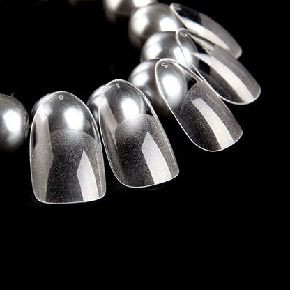 120Pcs Short Almond Oval Fake Nail Tips Extension System Sculpted Full Cover Nail Gel French Ballerinas Capsules Press on Tips