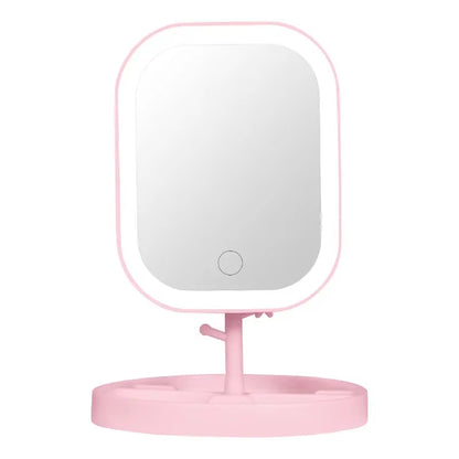 LED Vanity Mirror Intelligent Adjustable Three-Color Light Vanity Mirror Desktop Fill Light Mirror One Touch Charging Model