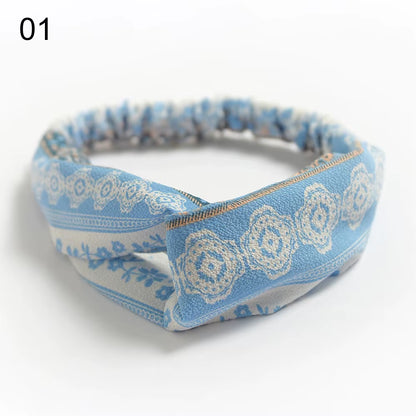 New Fashion Women Girls Bohemian Hair Bands Print Headbands Vintage Cross Turban Bandage Bandanas Hairbands Hair Accessories