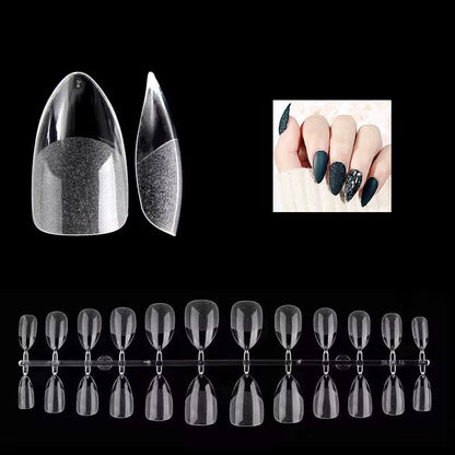 120Pcs Short Almond Oval Fake Nail Tips Extension System Sculpted Full Cover Nail Gel French Ballerinas Capsules Press on Tips