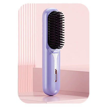 Wet Dry Hair Straightener Portable Hair Comb Cordless Hair Straightener Brush with Fast Heating Negative Ions for Fluffy Curly
