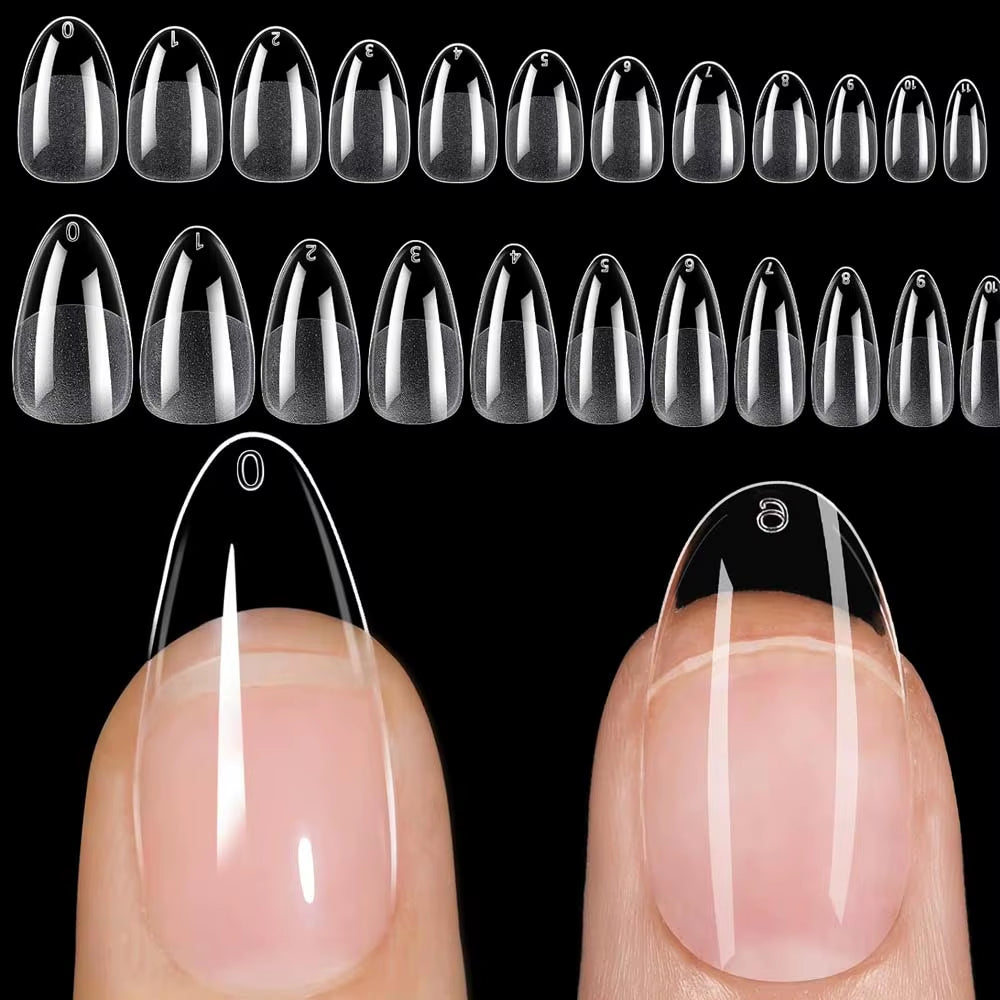 120Pcs Short Almond Oval Fake Nail Tips Extension System Sculpted Full Cover Nail Gel French Ballerinas Capsules Press on Tips