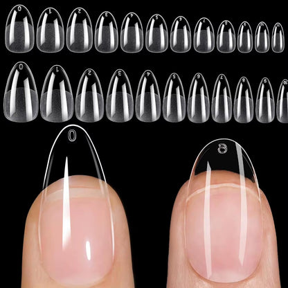 120Pcs Short Almond Oval Fake Nail Tips Extension System Sculpted Full Cover Nail Gel French Ballerinas Capsules Press on Tips